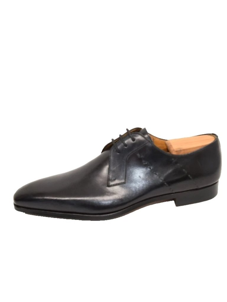 New! Magnanni Leather Dress Derby Black With Blue Highlight 23048 Sz 8.5 Dd427a